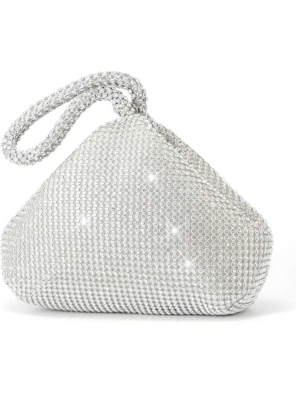 Women's Silver Rhinestone Triangle Clutch Purse Vintage Wedding Evening Bag